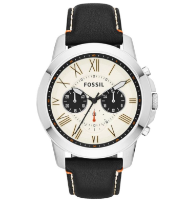 Uhrenarmband Fossil FS4919 Leder Schwarz 22mm